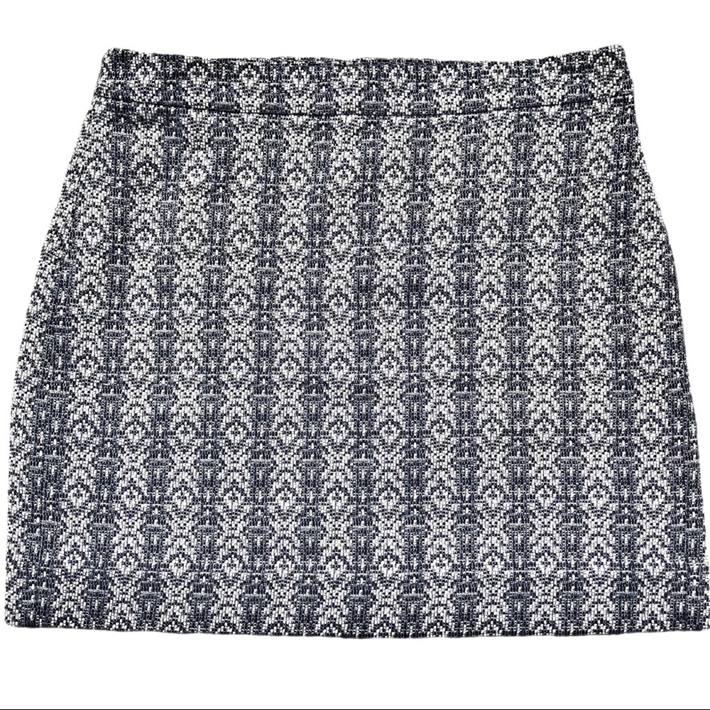 J. Crew Factory mini skirt woven textured print navy white Sz 8 NWT